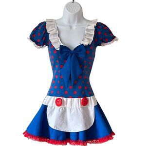 Leg Avenue Women's Rag Doll Costume Dress Blue Polka Dot Halloween M